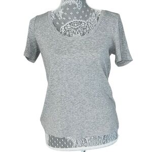 Banana Republic Women’s Ribbed Short-Sleeve Crewneck T-Shirt Gray Size Medium